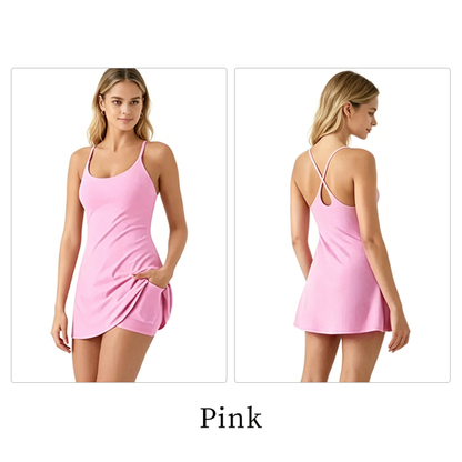 💖 Summer Sale—Women’s Backless Active Mini Dress with Built-In Shorts