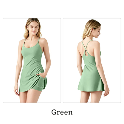 💖 Summer Sale—Women’s Backless Active Mini Dress with Built-In Shorts