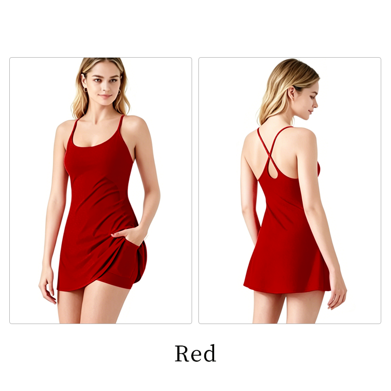 💖 Summer Sale—Women’s Backless Active Mini Dress with Built-In Shorts