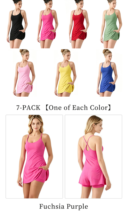 💖 Summer Sale—Women’s Backless Active Mini Dress with Built-In Shorts