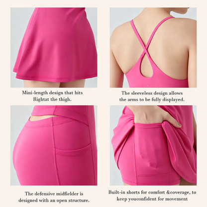 💖 Summer Sale—Women’s Backless Active Mini Dress with Built-In Shorts